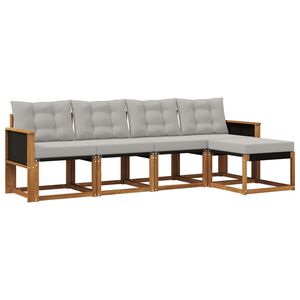 vidaXL Conjunto de sof&aacute;s de exterior 5 pcs Natural y Gris Claro