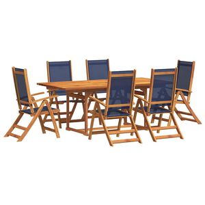 vidaXL Juego comedor de jard&iacute;n 7 pzas madera maciza acacia y textileno