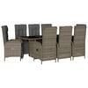 vidaXL Set comedor jard&iacute;n 9 pzas y cojines rat&aacute;n sint&eacute;tico gris