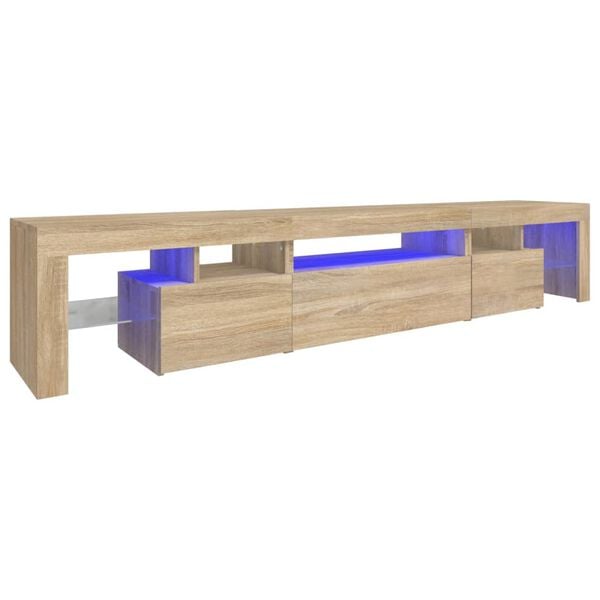 vidaXL Mueble de TV con luces LED roble Sonoma 215x36,5x40 cm