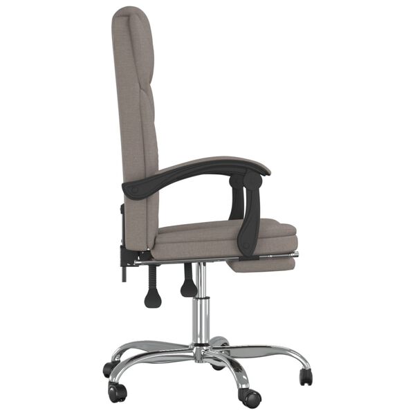 vidaXL Silla de oficina reclinable de tela gris taup&eacute;