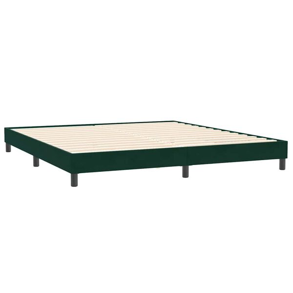 vidaXL Cama box spring con colch&oacute;n terciopelo verde oscuro 180x210 cm
