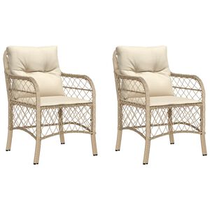vidaXL Sillones de jard&iacute;n con cojines 2 uds rat&aacute;n sint&eacute;tico beige