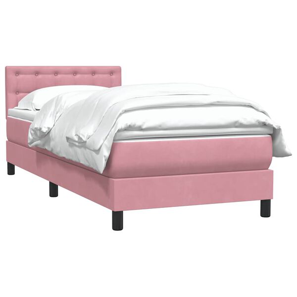 vidaXL Cama box spring con colch&oacute;n terciopelo rosa 80x210 cm