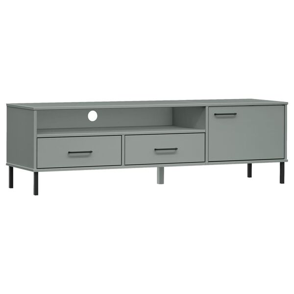 vidaXL Mueble de TV con patas de metal OSLO madera maciza pino gris