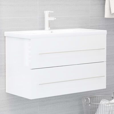 vidaXL Mueble de lavabo madera ingeniería blanco brillo 80x38,5x48 cm