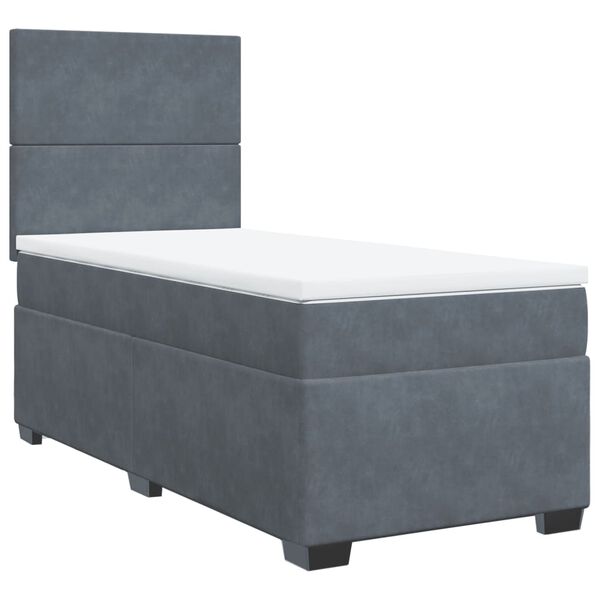 vidaXL Cama box spring con colch&oacute;n terciopelo gris oscuro 80x200 cm