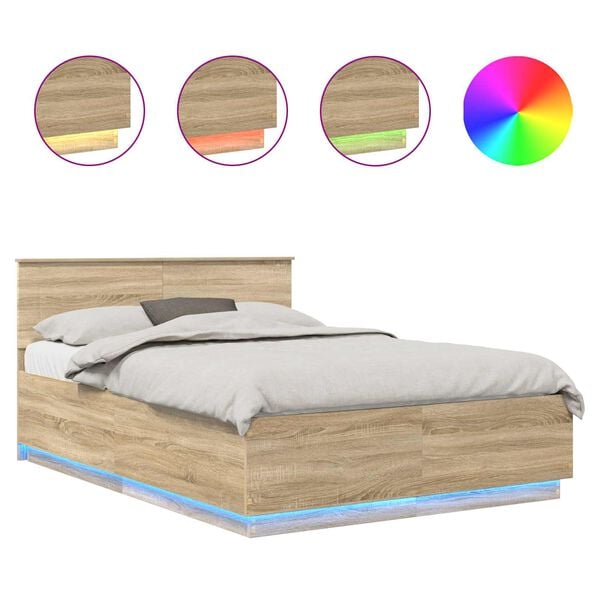 vidaXL Estructura de cama con cabecera Roble Sonoma 150 x 200 cm