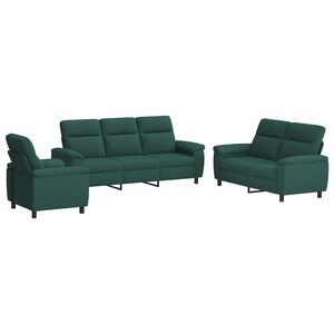 vidaXL Juego de Sof&aacute; 3 pcs Verde oscuro Tela