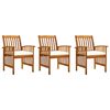 vidaXL Sillas de comedor jard&iacute;n 3 uds con cojines madera maciza acacia
