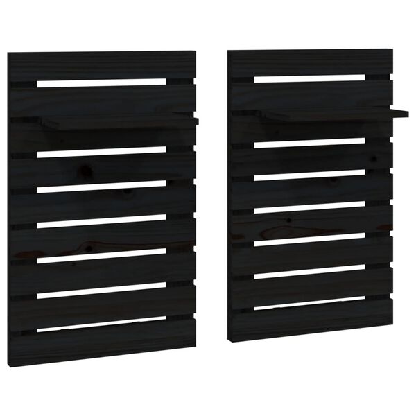 vidaXL Estantes mesitas de pared 2 uds madera maciza de pino negro