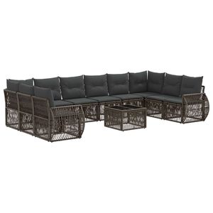 vidaXL Conjunto de sof&aacute;s de jard&iacute;n 11 uds. Gris y Gris Oscuro
