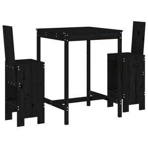 vidaXL Set de mesa y taburetes altos jard&iacute;n 3 pzas madera pino negro