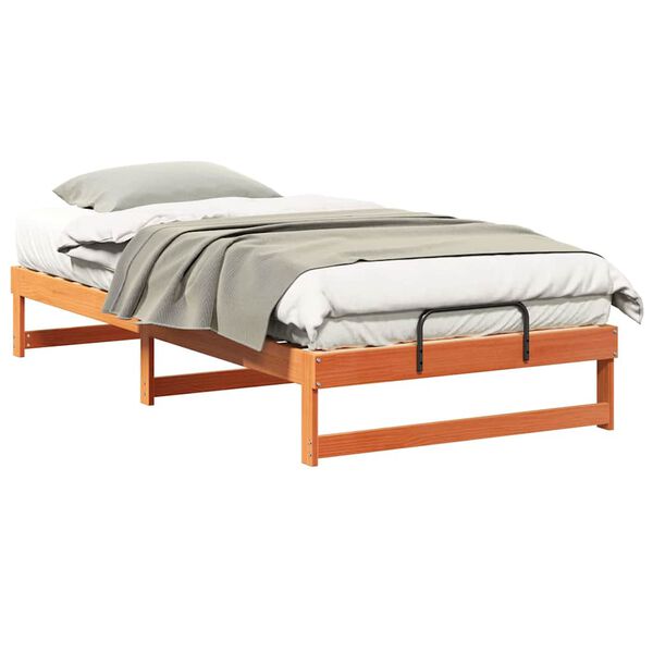 vidaXL Estructura de cama Marrón 100 x 210 cm Madera de pino macizo
