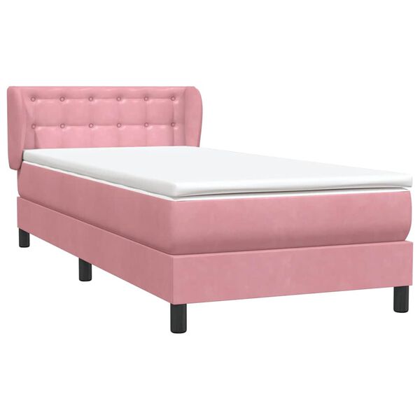 vidaXL Cama box spring con colch&oacute;n terciopelo rosa 100x220 cm