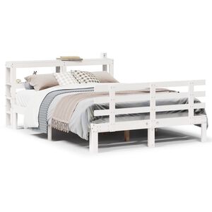 vidaXL Estructura de cama con cabecero sin colch&oacute;n blanco 140x190 cm