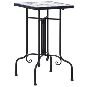 vidaXL Mesa auxiliar de mosaico cer&aacute;mica azul y blanco