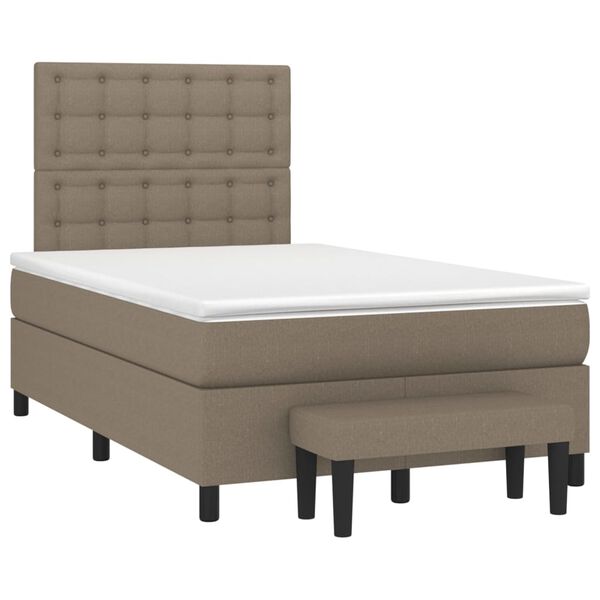 vidaXL Cama box spring con colch&oacute;n tela gris taupe 120x190 cm