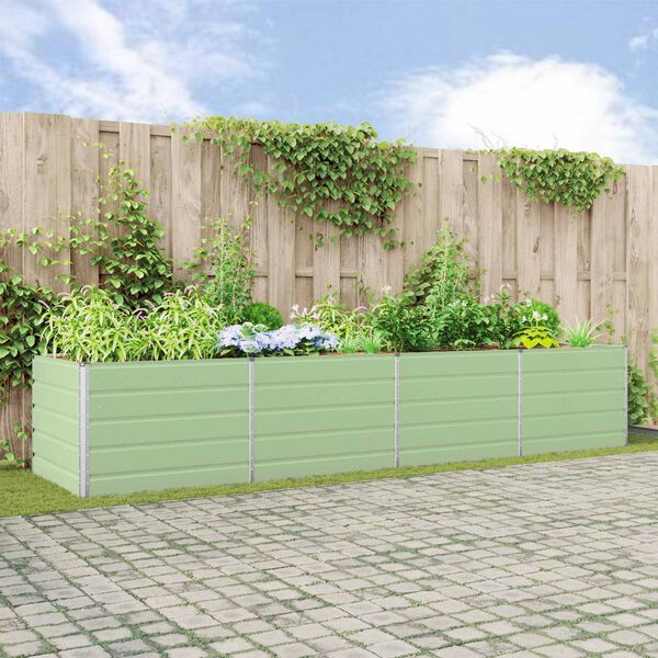 vidaXL Jardinera Verde Pastel 195 x 100 x 45 cm Acero Galvanizado