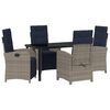 vidaXL Conjunto de Comedor de Jard&iacute;n 5 uds. Gris rat&aacute;n sint&eacute;tico
