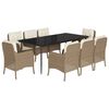 vidaXL Set comedor de jard&iacute;n 9 pzas con cojines rat&aacute;n sint&eacute;tico beige
