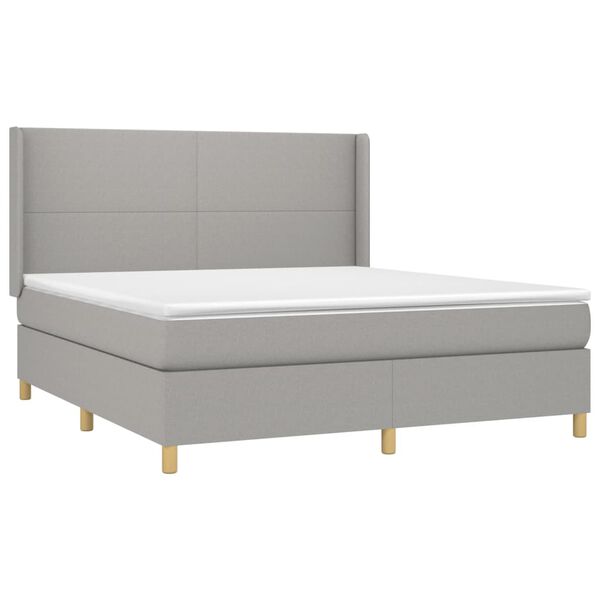 vidaXL Cama box spring con colch&oacute;n tela gris claro 180x200 cm