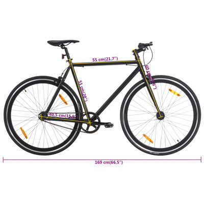 vidaXL Bicicleta de piñón fijo negro 700c 51 cm