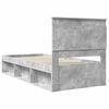 vidaXL Estructura de cama con cabecera Gris concreto 75 x 190 cm