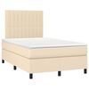 vidaXL Cama box spring con colch&oacute;n y luces LED tela crema 120x190 cm