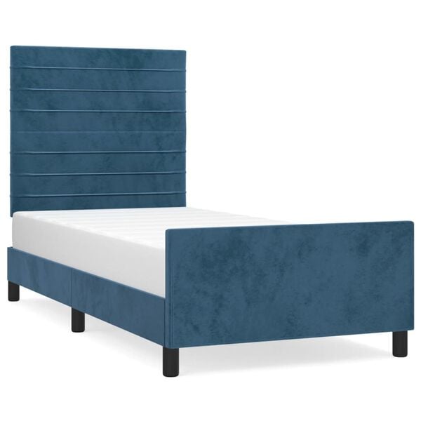 vidaXL Estructura de cama sin colch&oacute;n terciopelo azul oscuro 100x200cm