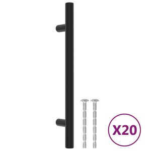 vidaXL Tiradores para armarios 20 uds acero inoxidable negro 128 mm