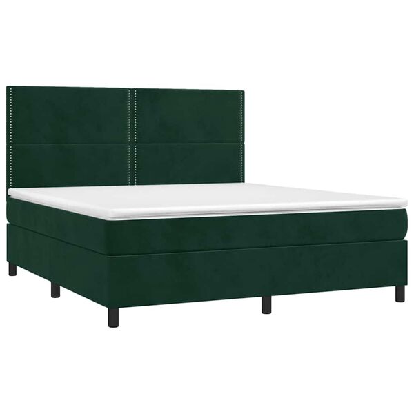 vidaXL Cama box spring con colch&oacute;n terciopelo verde oscuro 180x200 cm