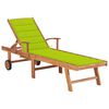 vidaXL Tumbona con coj&iacute;n verde chill&oacute;n madera maciza de teca