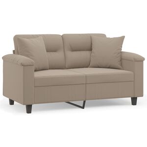 vidaXL Sof&aacute; de 2 plazas con cojines tela microfibra gris taupe 120 cm