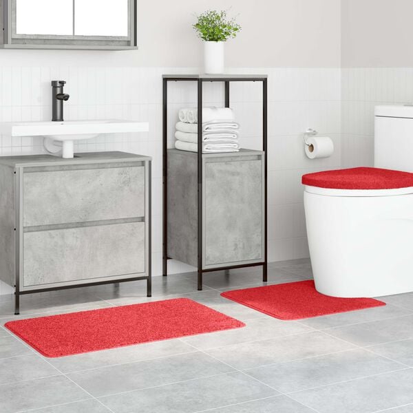 vidaXL Conjunto de alfombra de ba&ntilde;o antideslizante 3 pcs Rojo PP