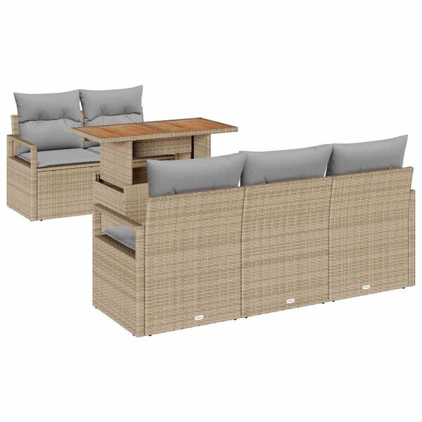 vidaXL Conjunto de sof&aacute; de jard&iacute;n con coj&iacute;n 6 pcs beige y gris claro
