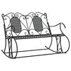 vidaXL Banco mecedor de jard&iacute;n de dos plazas acero negro 113 cm