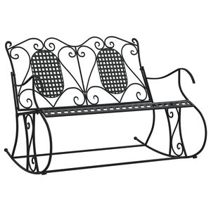 vidaXL Banco mecedor de jard&iacute;n de dos plazas acero negro 113 cm