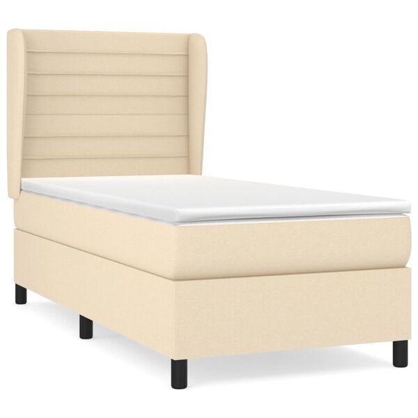 vidaXL Cama box spring con colch&oacute;n tela color crema 90x200 cm