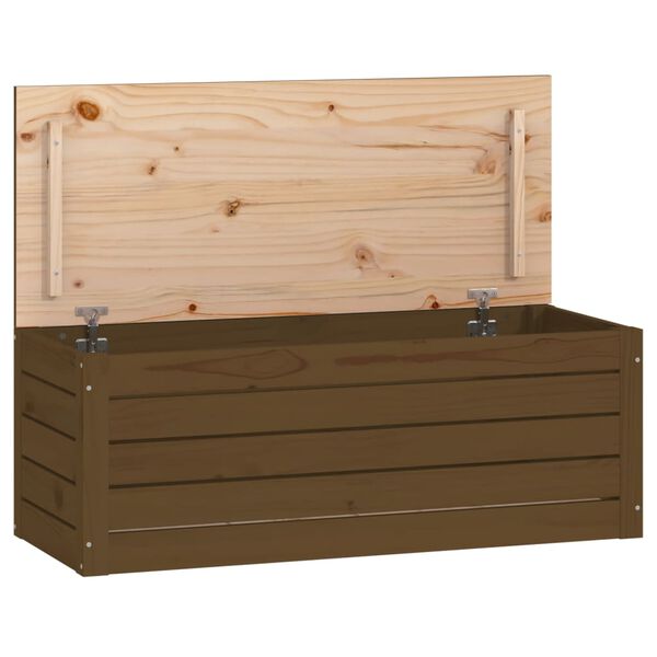 vidaXL Caja almacenaje madera maciza pino marr&oacute;n miel 89x36,5x33 cm
