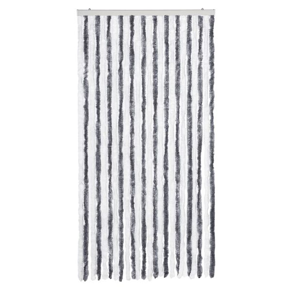 vidaXL Cortina antimoscas chenilla gris y blanco 100x230 cm