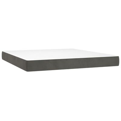 vidaXL Cama box spring colchón y LED terciopelo gris oscuro 180x200 cm
