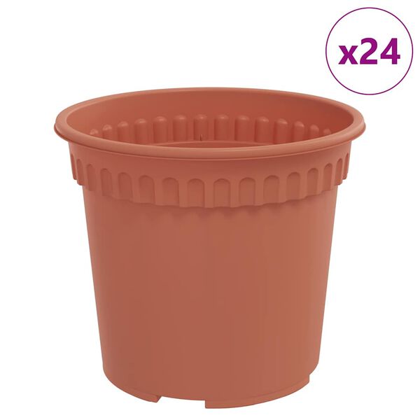 vidaXL Maceta Redonda para Flores 24 pcs Rojo Ladrillo &Oslash; 15 x 12 cm