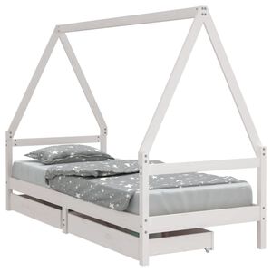 vidaXL Estructura cama ni&ntilde;os con cajones madera pino blanco 80x200 cm