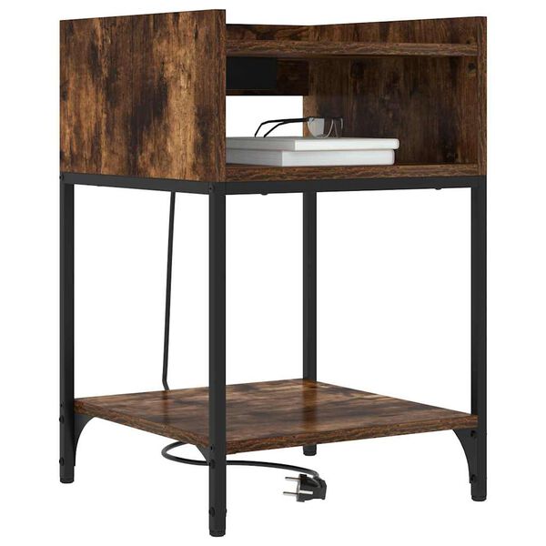 vidaXL Armario de Noche con estante Roble ahumado 40 x 40 x 61 cm