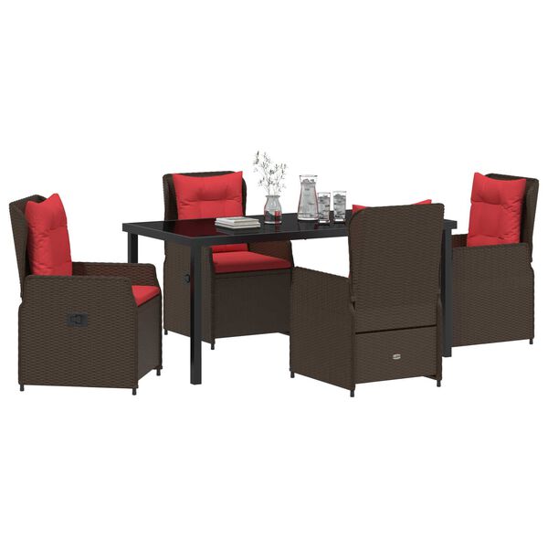 vidaXL Conjunto de Comedor de Jard&iacute;n 5 pcs Marr&oacute;n Polirat&aacute;n