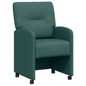vidaXL Sillas de Comedor con Ruedas 2 uds. tela Verde oscuro