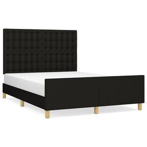 vidaXL Cama sin colch&oacute;n tela negro 140x190 cm
