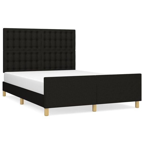 vidaXL Cama sin colch&oacute;n tela negro 140x190 cm