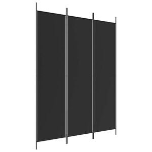 vidaXL Biombo divisor de 3 paneles de tela negro 150x200 cm